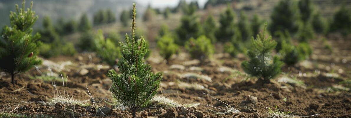 ai-generated-rejuvenating-nature-canopy-planting-conifer-trees-in-the-open-expanse-of-a-mountainous-landscape-photo